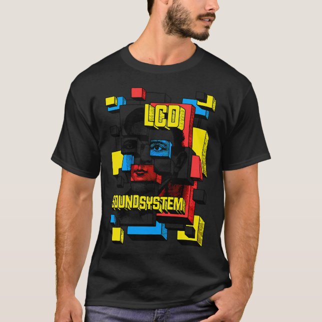 Camiseta Homem de Bloco Colorido de Rosto (Frente)