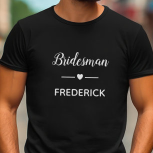 Camiseta Homem De Bridesman Moderno Com Nome No Casamento B
