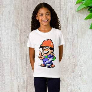 Camiseta Homem De Cartoon Em Um Duro Que Garotas Camiseiros