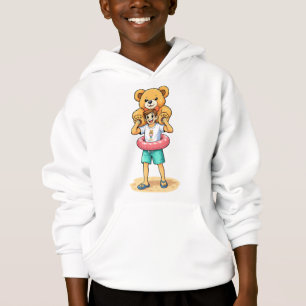Camiseta Homem de Desenho Animado Fofo com Urso de Pelúcia