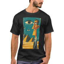 Homem de desenho animado nas Pirâmides
