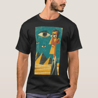 Camiseta Homem de desenho animado nas Pirâmides
