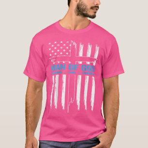 Camiseta Homem de Deus Bandeira Americana Jesus Cristão