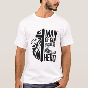 Camiseta Homem de Deus Defensor do Pai Marido Herói Cristão