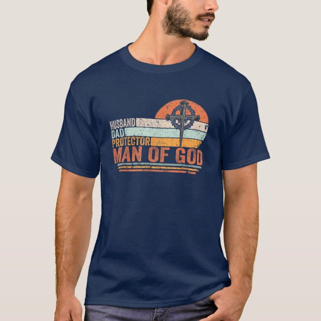 Camiseta Homem de Deus Defensor do Pai Marido Pai Cristão (Frente)