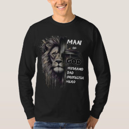 Camiseta Homem de Deus Leão Cruzado Dia de os pais Presente