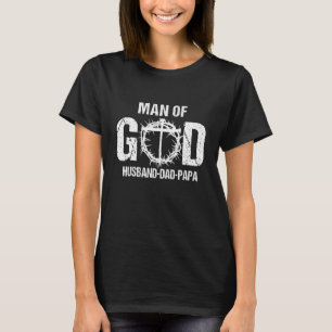 Camiseta Homem de Deus Marido Pai Papa Cruz Cristã