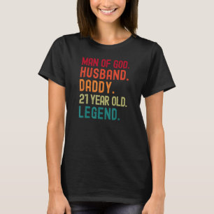 Camiseta Homem de Deus Pai aniversário de 21 anos de de Pai