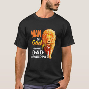 Camiseta Homem de Deus Pai De Marido Vovô Lion Vintage
