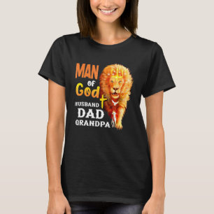 Camiseta Homem de Deus Pai De Marido Vovô Lion Vintage