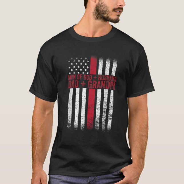 Camiseta Homem de Deus Pai Marido Vovô Bandeira Christian F (Frente)