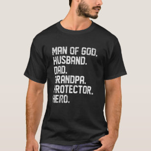 Camiseta Homem de Deus Pai Marido Vovô Hero