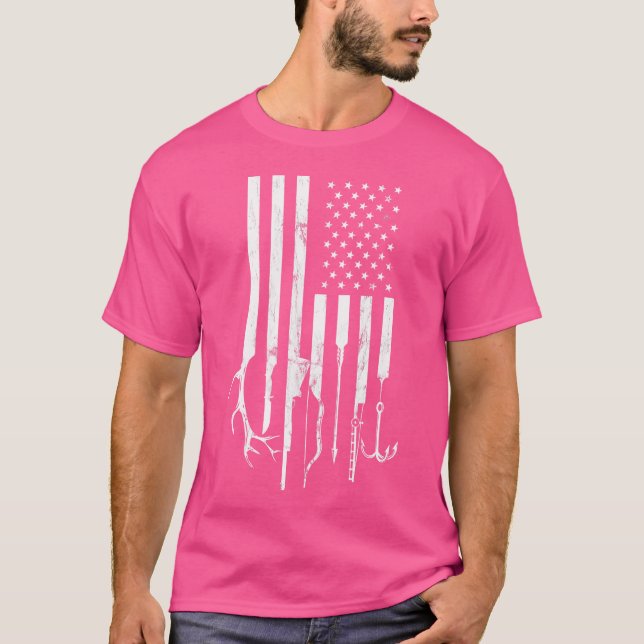 Camiseta Homem de Dia de os pais de Pesca de Bandeira Ameri (Frente)