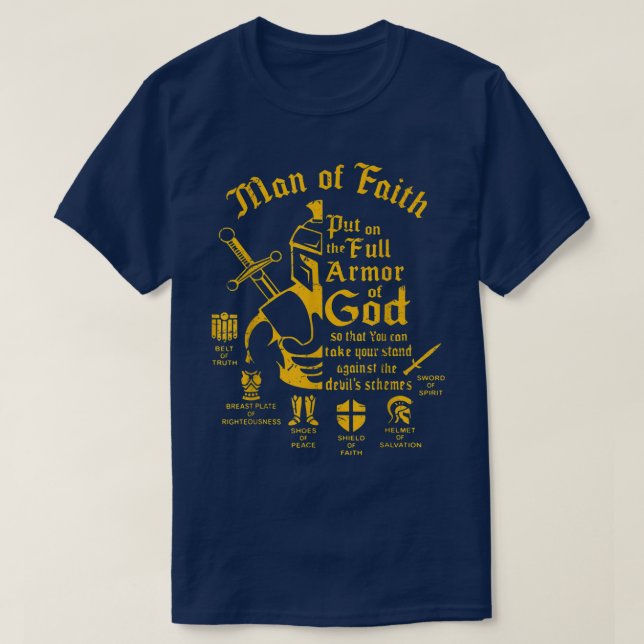 Camiseta Homem De Fé, Colocado No Armador De Cheio De Deus, (Frente do Design)