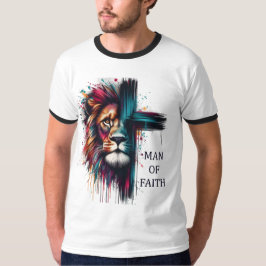 Camiseta Homem de Fé - Leão de Aquarela