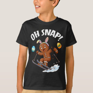Camiseta Homem de Gengibre Esquiadando na Páscoa Oh Não Bra