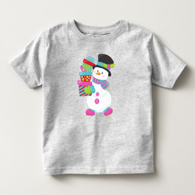 Camiseta Homem de Neve de Natal, Nariz de Cenoura, Presente (Frente)