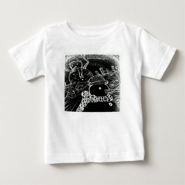 Camiseta Homem de neve e Yaie no Natal preto (Frente)