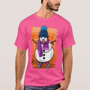 Camiseta Homem de Neve Engraçado com Skates