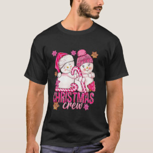 Camiseta Homem de Neve Rosa De Natal Com Canas Doces E Xmas