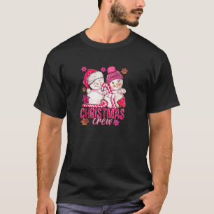 Camiseta Homem de Neve Rosa De Natal Com Canas Doces E Xmas