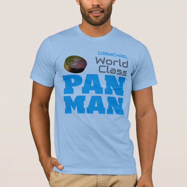 Camiseta Homem de Pandeiro de Classe Mundial no AZUL (Frente)