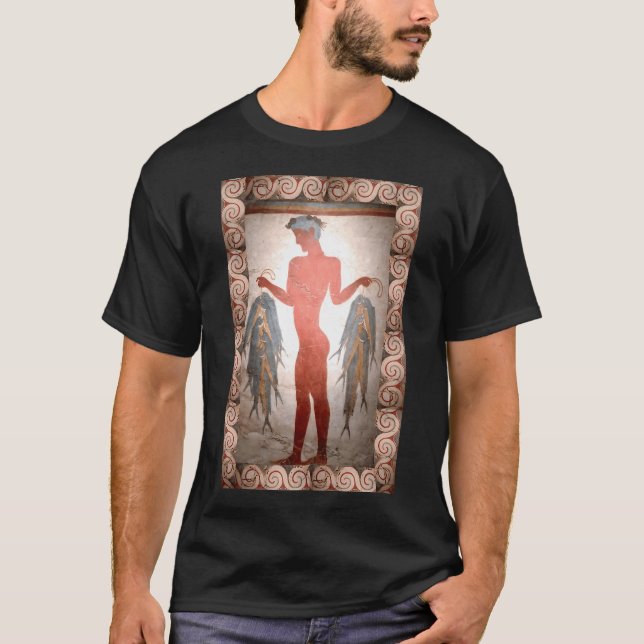 Camiseta Homem de Santorini com Peixe (Frente)