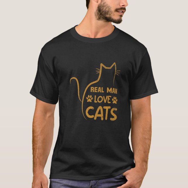 Camiseta Homem de verdade ama gatos (Frente)