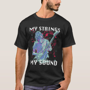 Camiseta Homem De Violão Brincando. Minhas Cordas, Meu Som.