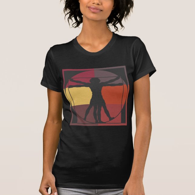 Camiseta Homem de Vitruvian do bloco da cor (Frente)