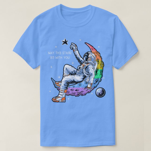 Camiseta Homem do Orgulho Astronauta nas Estrelas da Lua LG (Frente do Design)