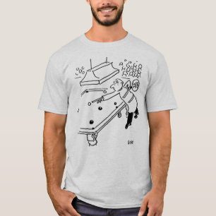 Camiseta Homem do Pirulito joga sinuca usando seu pirulito