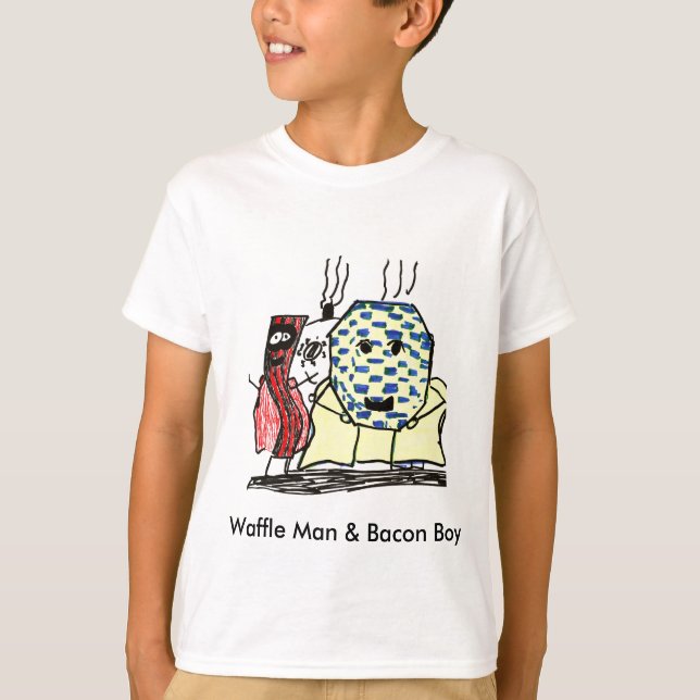Camiseta Homem do Waffle & menino do bacon (Frente)