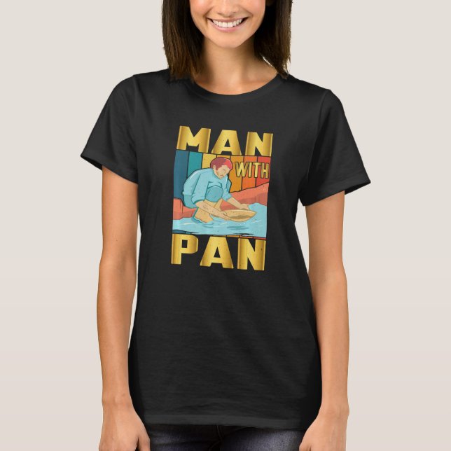 Camiseta Homem Dourado de Panela com Prospector Pan Dourado (Frente)
