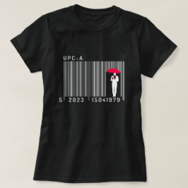 Camiseta Homem Elegante segurando um código de barras guard