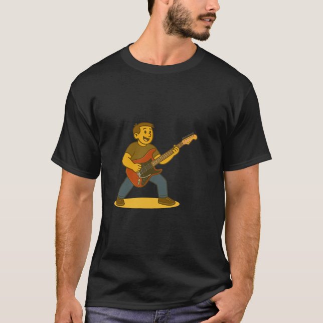 Camiseta Homem energético tocando guitarra (Frente)