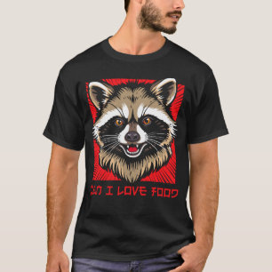 Camiseta Homem Engraçado Eu Amo Comida Guaxinim Lixeiro