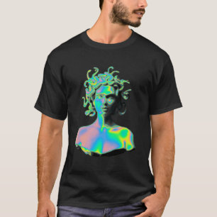 Camiseta Homem-Escultura de Estátua Vaporwave Medusa