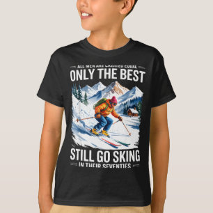 Camiseta homem esquiador de 70 anos de idade amante de esqu