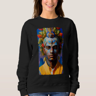 Camiseta Homem Étnico Místico de Fantasia com Rosto Pintado
