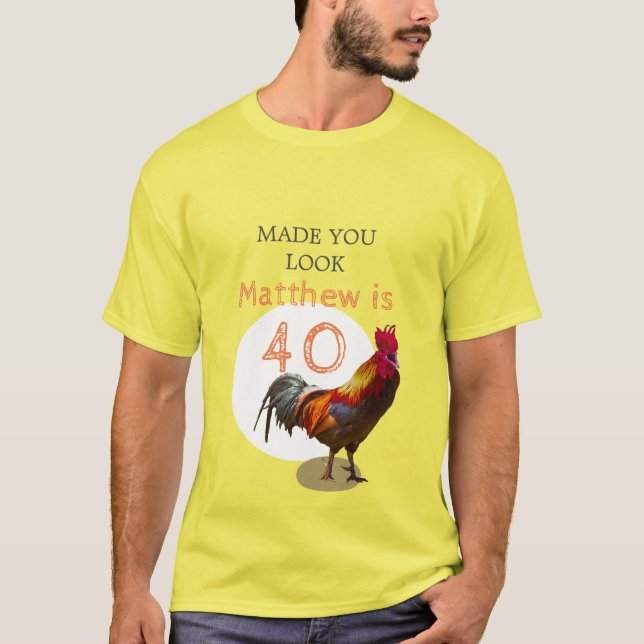 Camiseta Homem-Galinha aniversário de 40 anos Divertido (Frente)