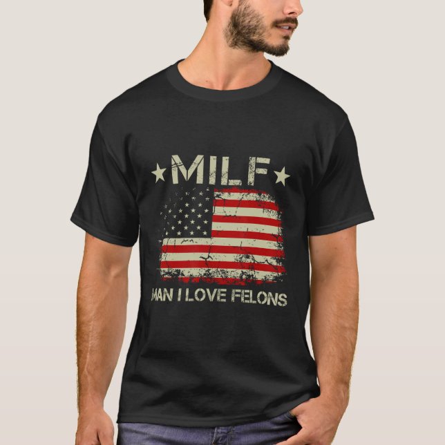 Camiseta Homem I Love Felons Engraçado Trump Declaração Sar (Frente)