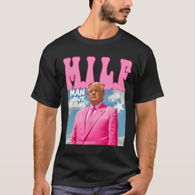 Camiseta Homem I Love Felons Engraçado Trump Rosa 2024 Para (Frente)