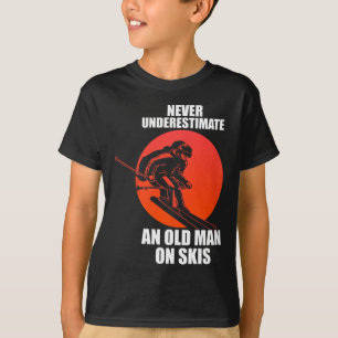 Camiseta Homem Idoso De Esqui Descendo A Ladeira Presente D
