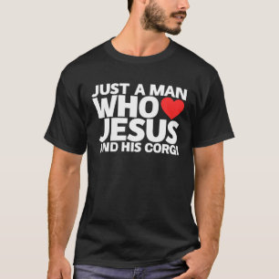 Camiseta Homem Jesus Corgi  Cachorro  Amor de Estimação Nós