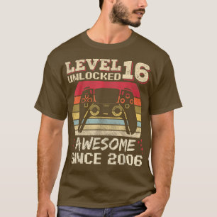 Camiseta Homem Jogador De 16 Anos Aniversário 16 Nível Desb