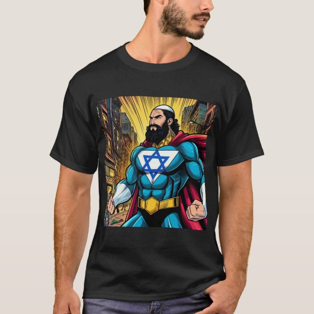 Camiseta Homem-judeu forte - Lutador-super-herói de Israel (Frente)