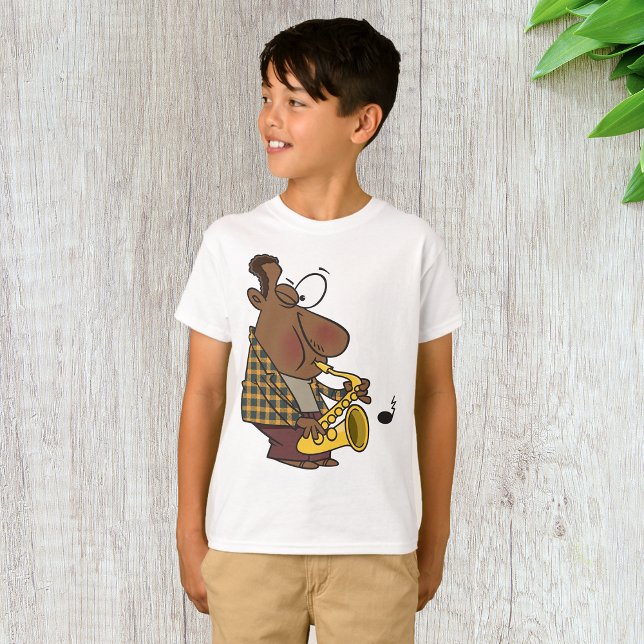 Camiseta Homem Legal de Jazz Tocando Saxofone (Criador carregado)