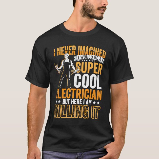 Camiseta Homem-liga elétrico de Pai eletricista para homem (Frente)