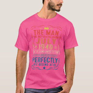 Camiseta Homem Mito Lenda Julho 1940 82º Aniversário 82 An
